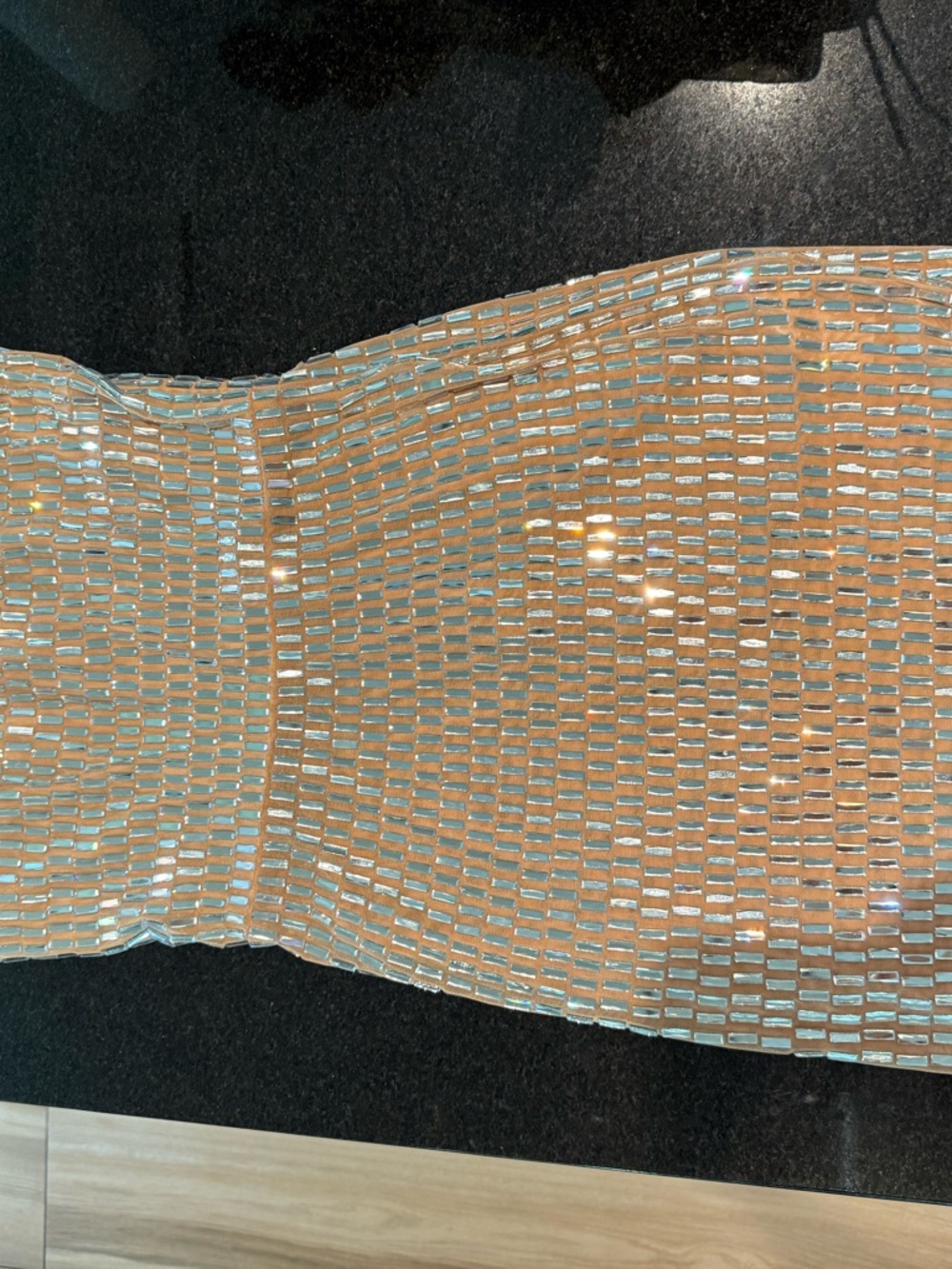 Oh Polly Tan Mini Dress with Metallic Rectangular Sequins - Picture 5 of 5